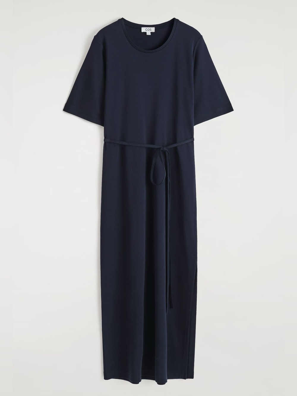 Navy blue COS BELTED MIDI SHIRT DRESS, size XS COS LONG T SHIRT DRESS